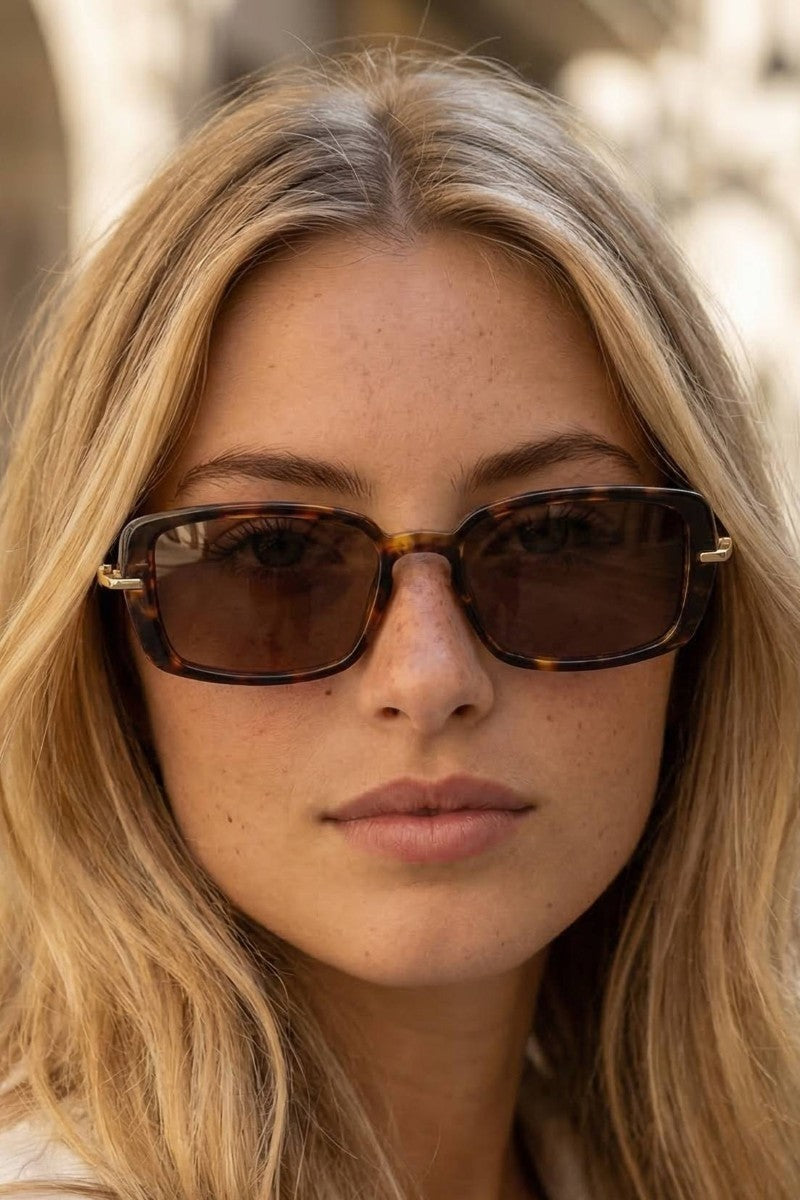 Acetate Rectangle Frame Sunglasses