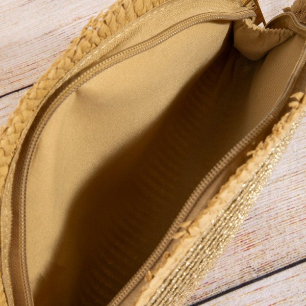 Half Moon Metallic Fray Edge Clutch