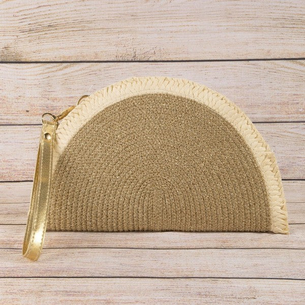 Half Moon Metallic Fray Edge Clutch