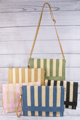 Cabana Stripe Woven Straight Edge Clutch