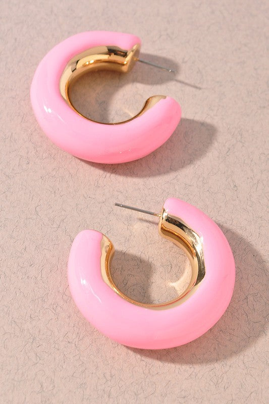 Color Resin Chunky Hoop Earrings