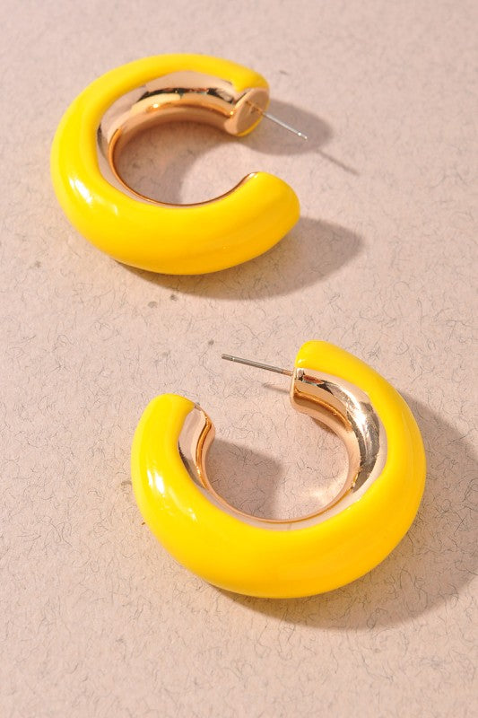 Color Resin Chunky Hoop Earrings