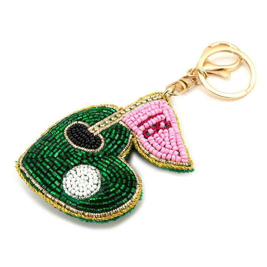 Golf Hole & Flag Seed Bead Keychain