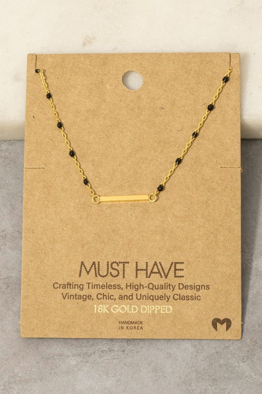 Tiny Bead & Bar Must Have Necklace-Black