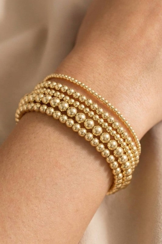 Smooth Mixed Size Ball Bead Bracelet Set