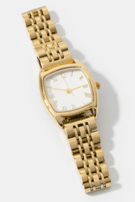 Polished Gold Square Face Watch