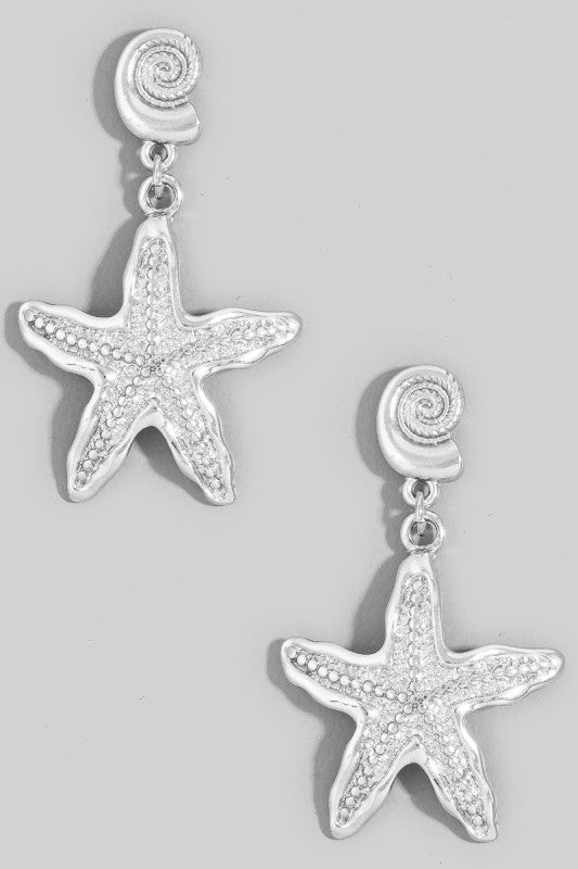 Spiral Shell & Starfish Drop Earring