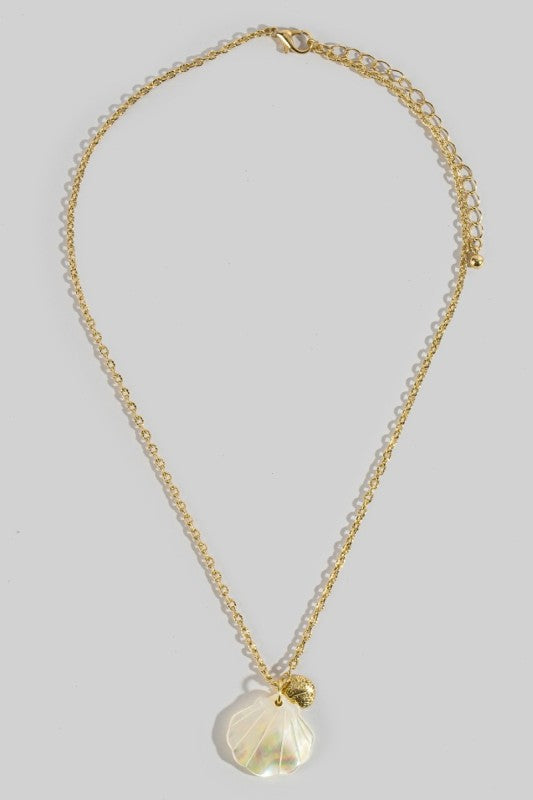 Pearlized Shell & Gold Shell Charm Necklace