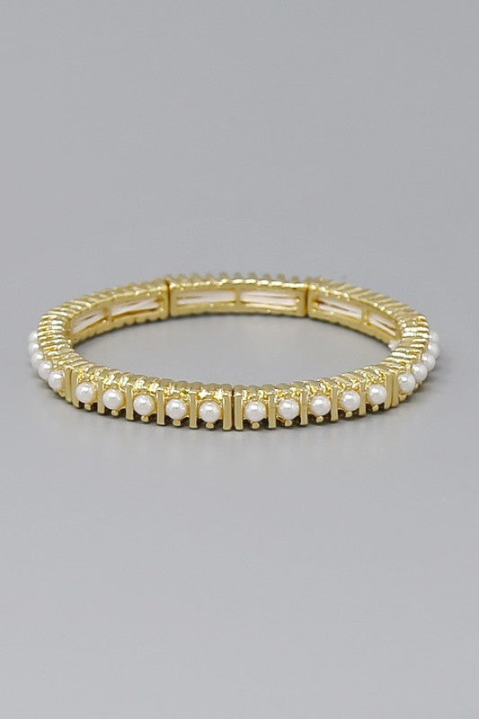 Pearl Studded Block Stretch Bracelet