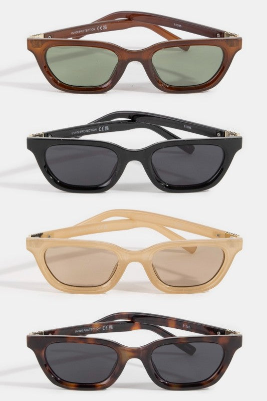 Slim Rectangle Gold Bar Arm Sunglasses