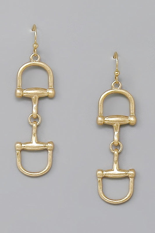 Horse Bit Link Drop Earring-Gold