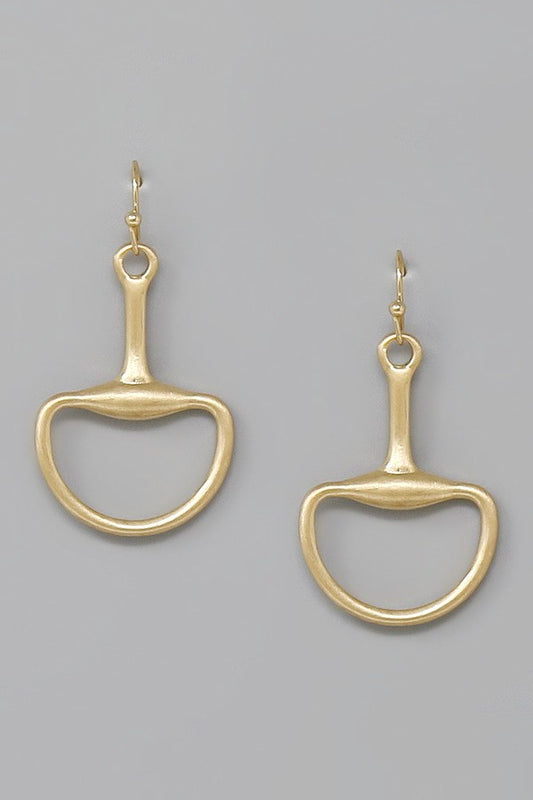 Horse Bit Drop Earring-Gold Satin