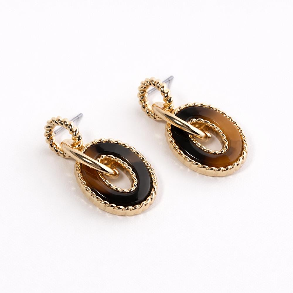 Tortoise Oval Link Drop Earring
