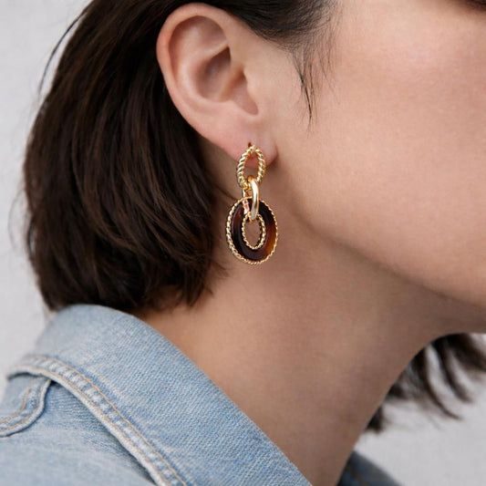 Tortoise Oval Link Drop Earring