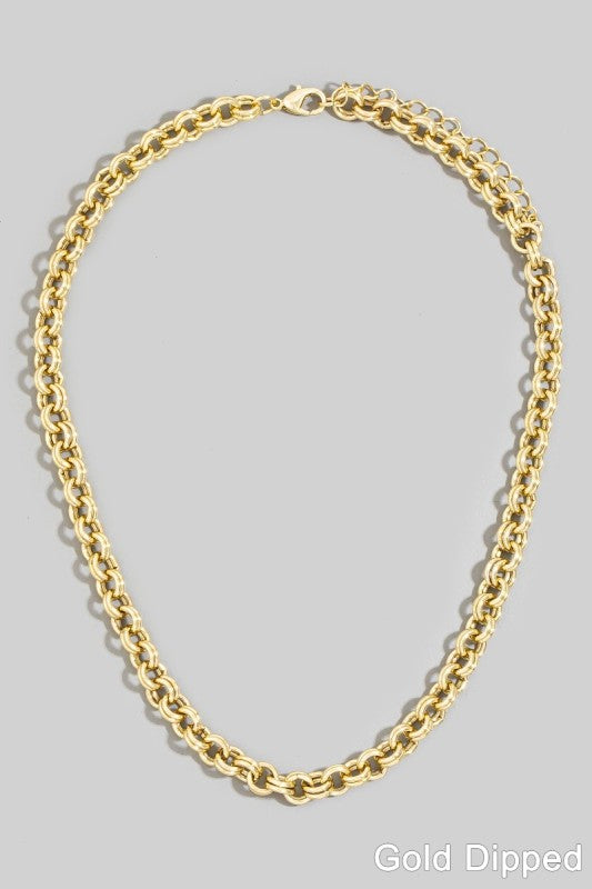 Double Rolo Chain Metal Necklace