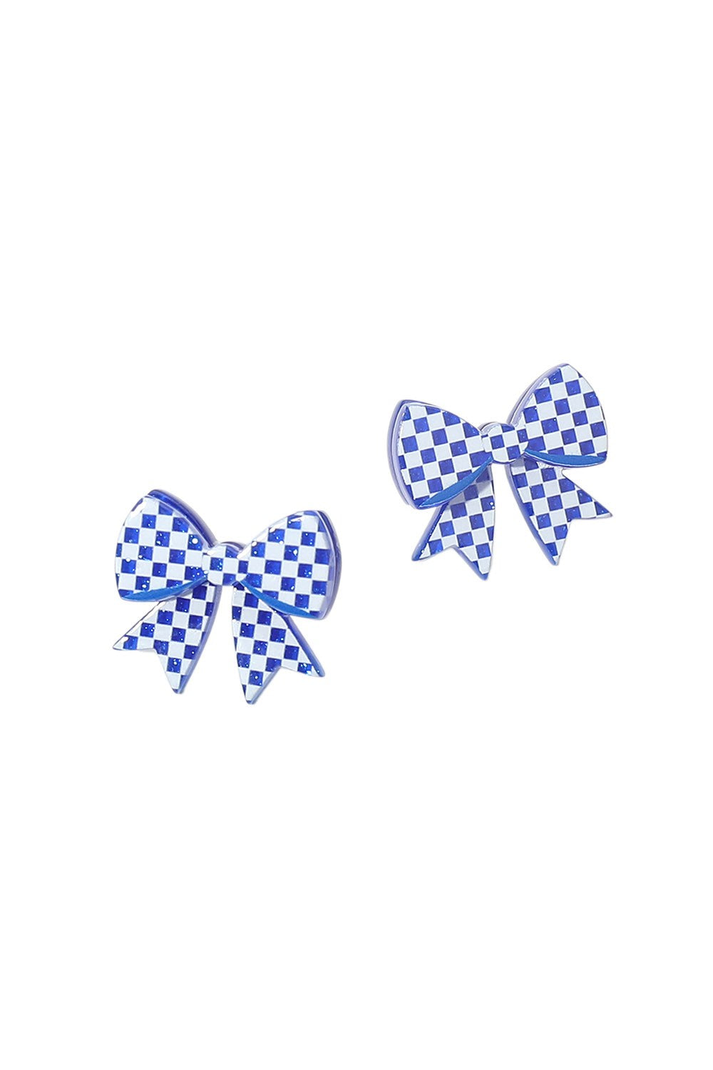Acrylic Checkered Bow Stud Earring