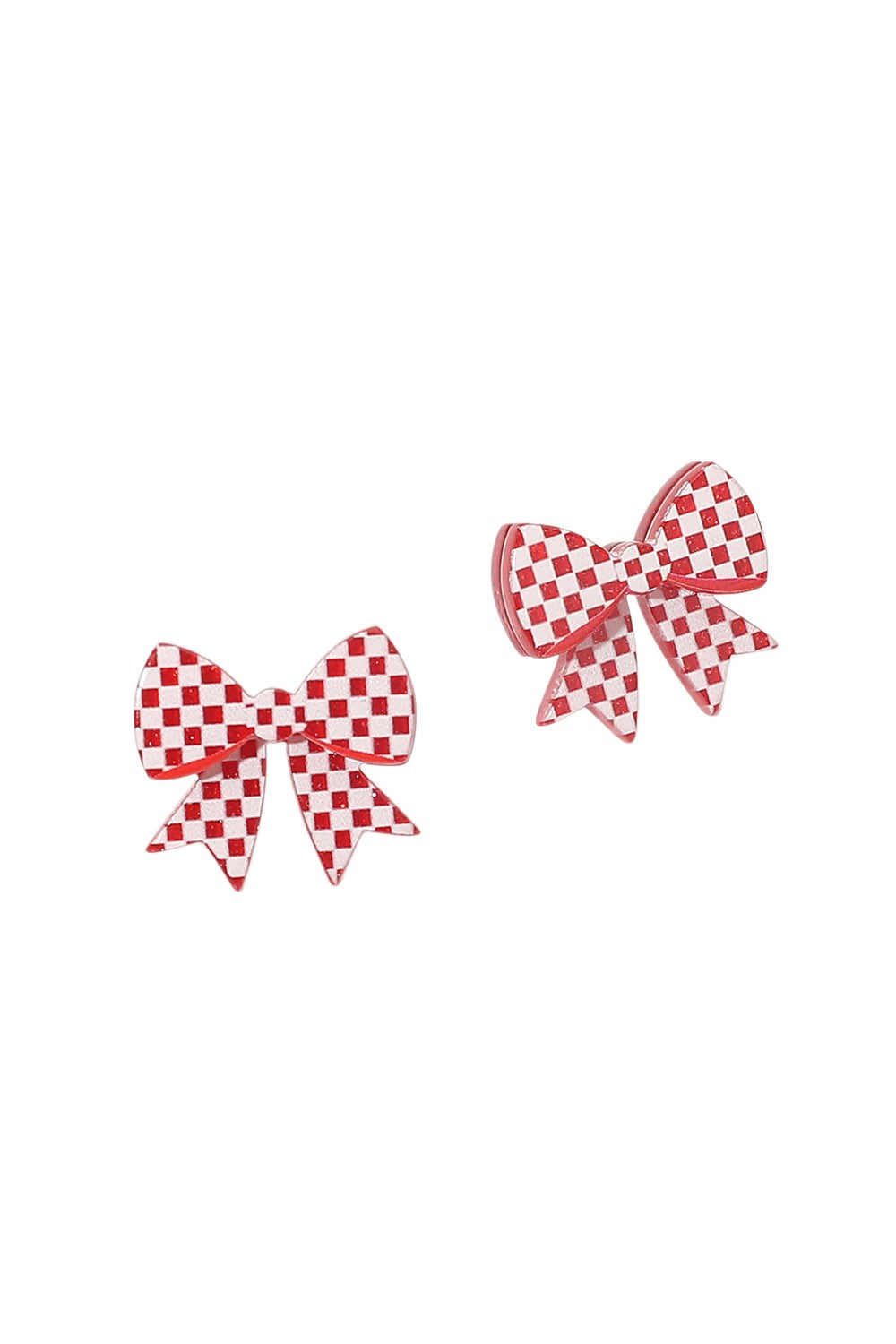 Acrylic Checkered Bow Stud Earring
