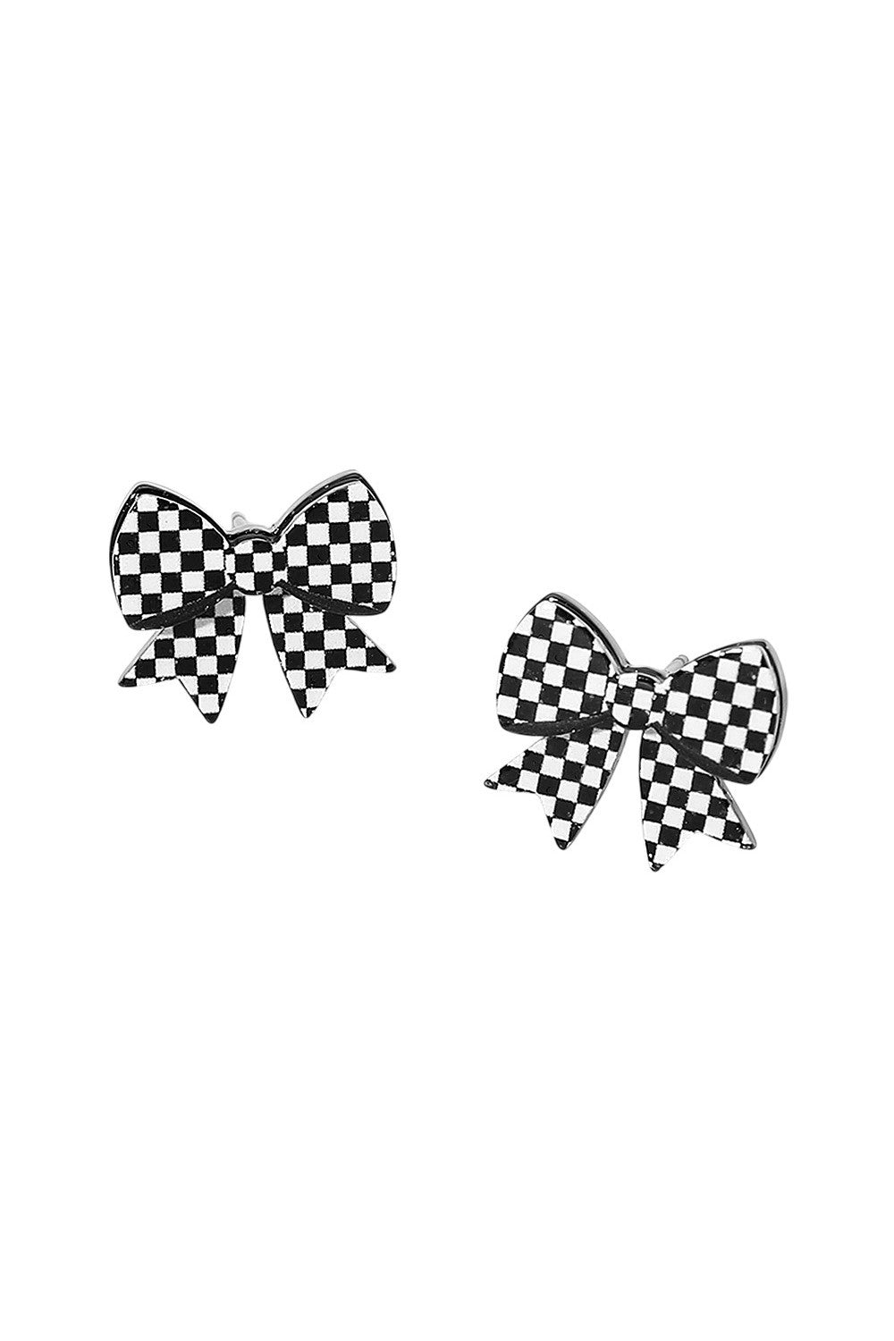Acrylic Checkered Bow Stud Earring