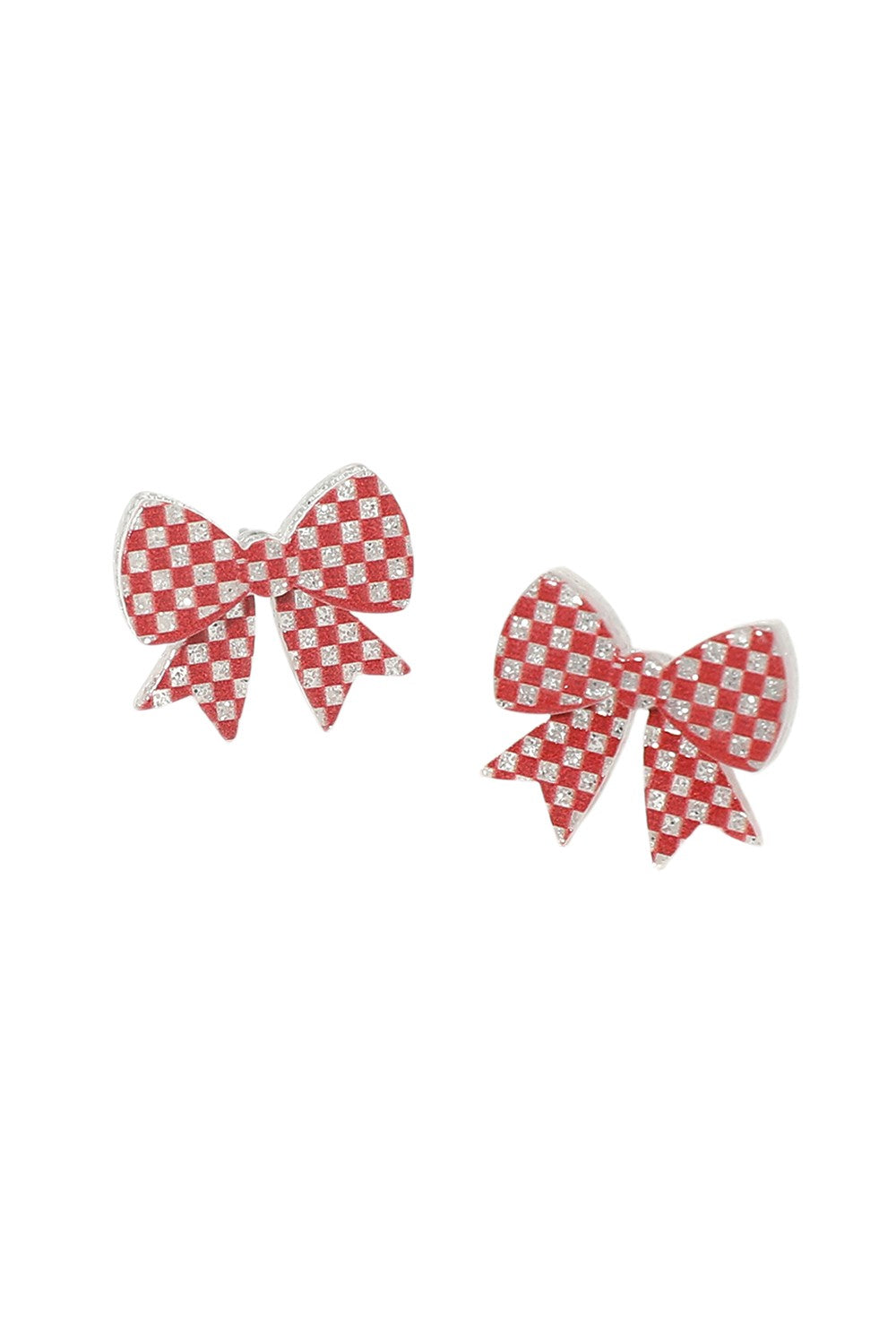 Acrylic Checkered Bow Stud Earring