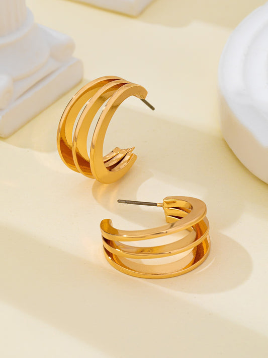 Shiny Triple Hoop Earring