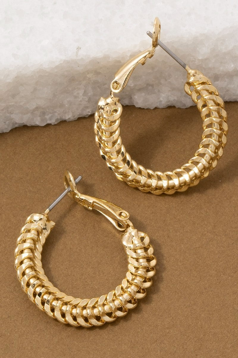 Chunky Rope Twist Hoop Earring-Gold