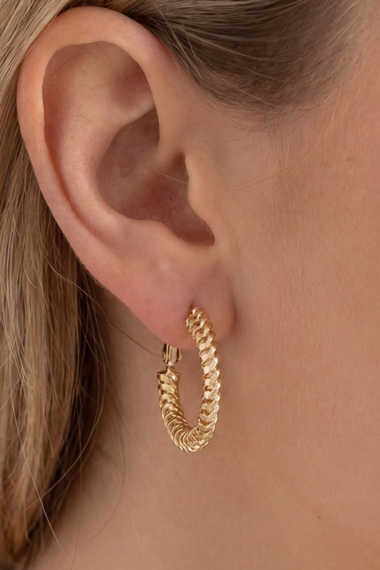 Chunky Rope Twist Hoop Earring-Gold