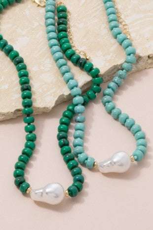 Rondelle & Baroque Pearl Beaded Necklace