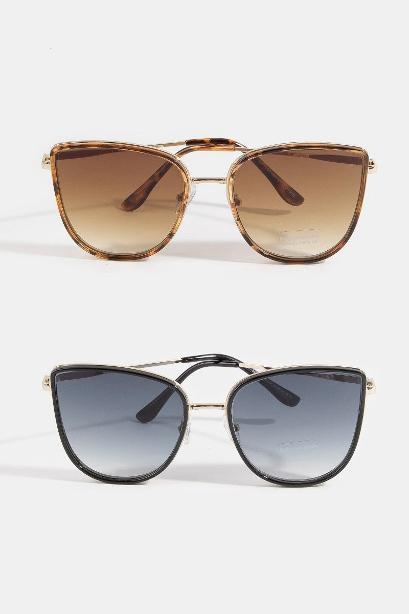 Rounded Cat Eye Gold Nose Bridge Sunglasses