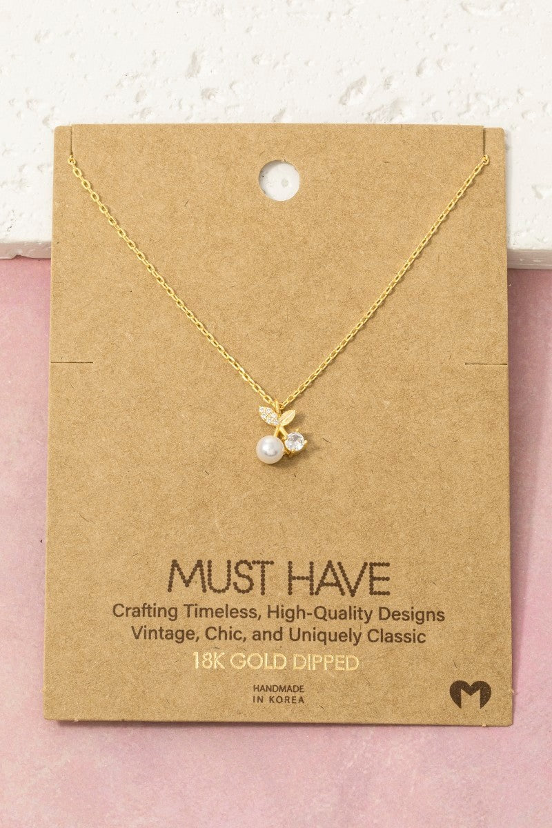 Pearl & CZ Cherry Must Have Necklace