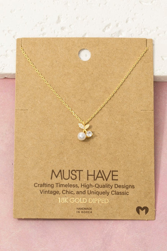 Pearl & CZ Cherry Must Have Necklace