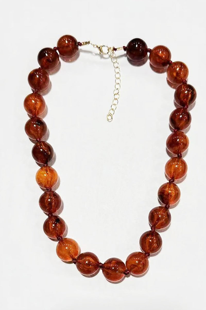 Fall Round Bead Rope Knot Necklace