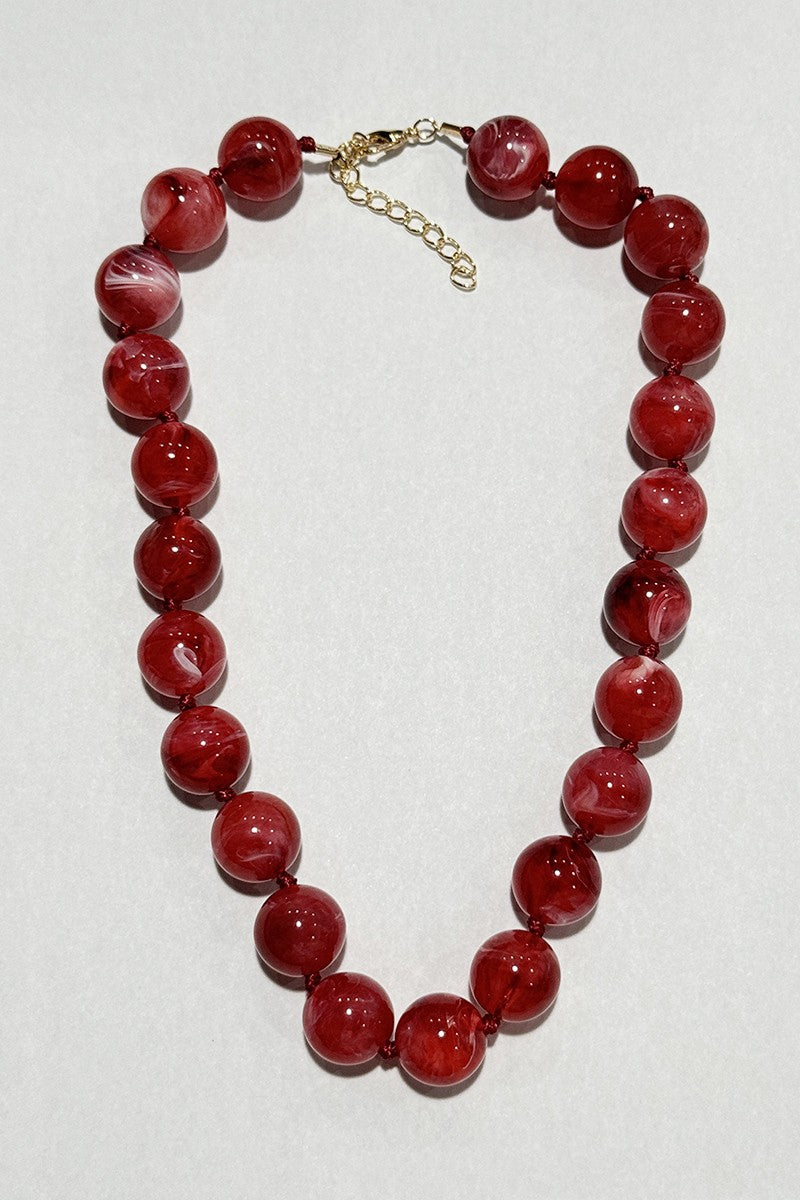 Fall Round Bead Rope Knot Necklace