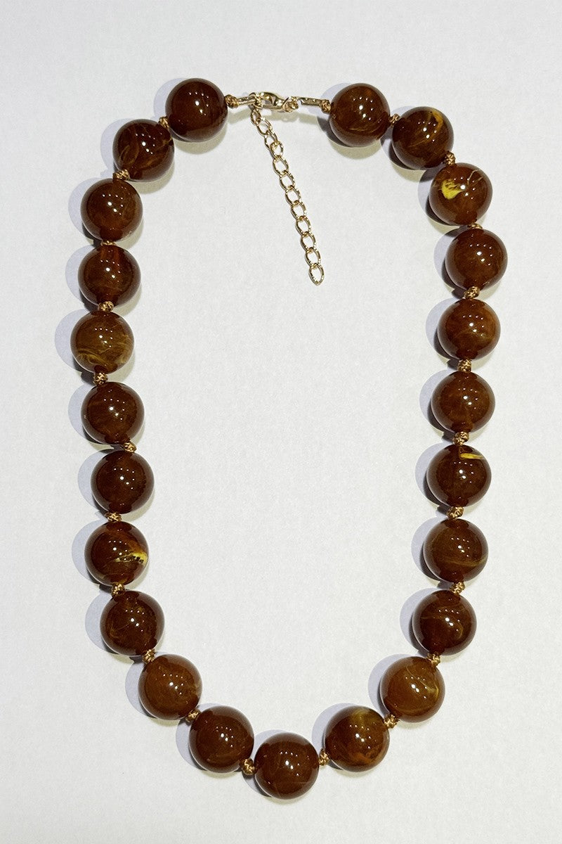 Fall Round Bead Rope Knot Necklace