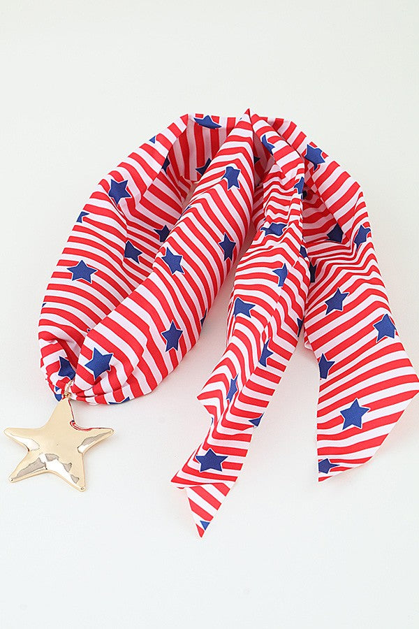 Gold Star Americana Scarf Necklace-RWB