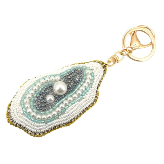 Oyster Pearl Seed Bead Keychain