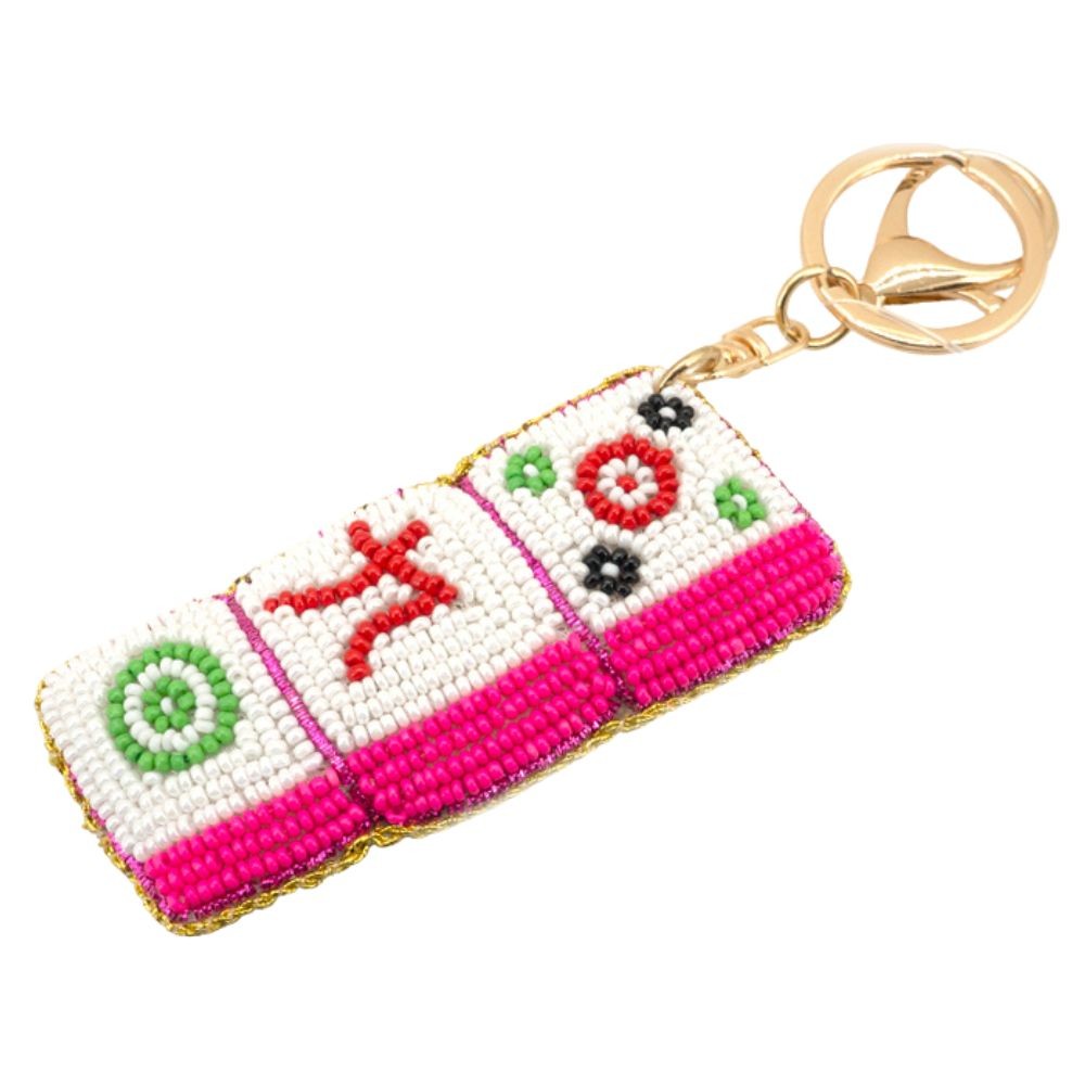 Mahjong Tiles Seed Bead Keychain