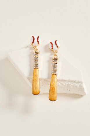 Enamel Baseball Charm Drop Earring