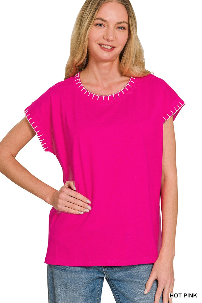 Solid Top w/Whip Stitch Edge Detail