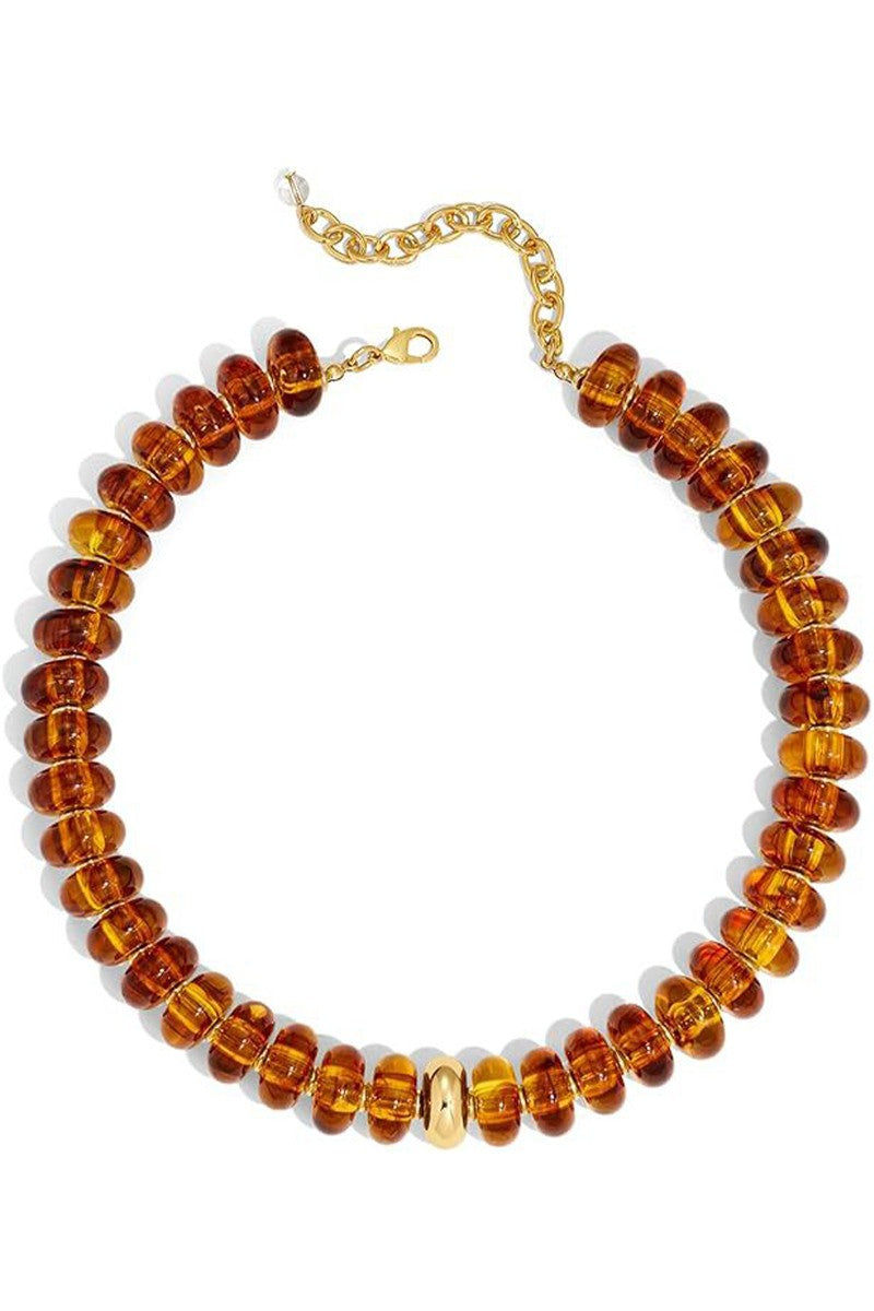 Chunky Dome & Gold Center Beaded Necklace