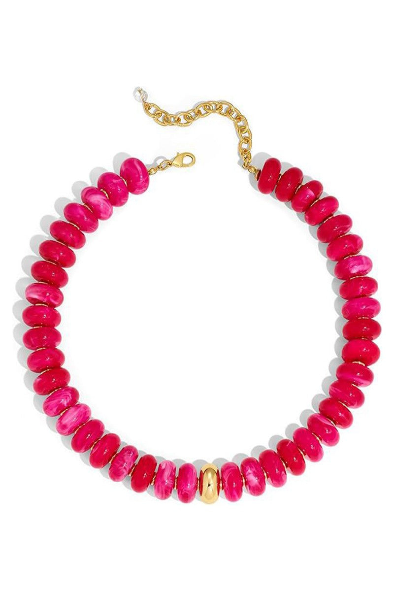 Chunky Dome & Gold Center Beaded Necklace