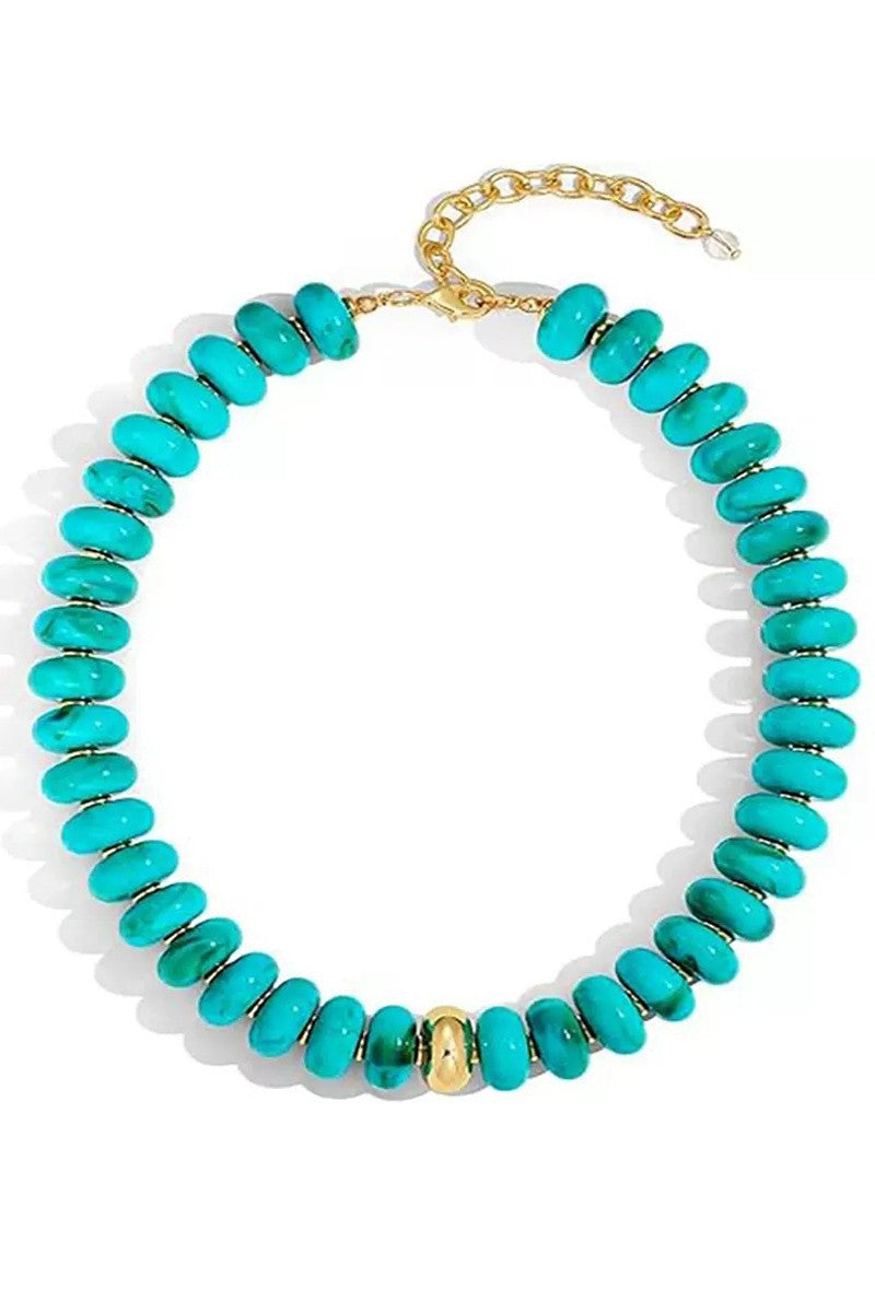 Chunky Dome & Gold Center Beaded Necklace