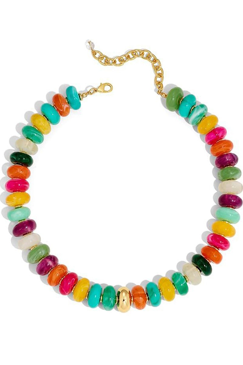 Chunky Dome & Gold Center Beaded Necklace