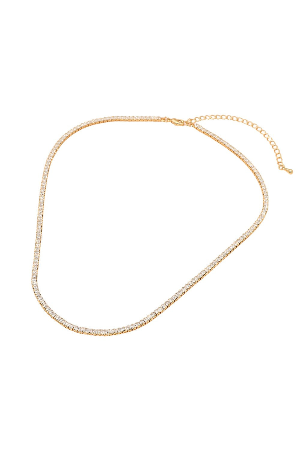 Minimalist Crystal Tennis Chain Necklace-Gold