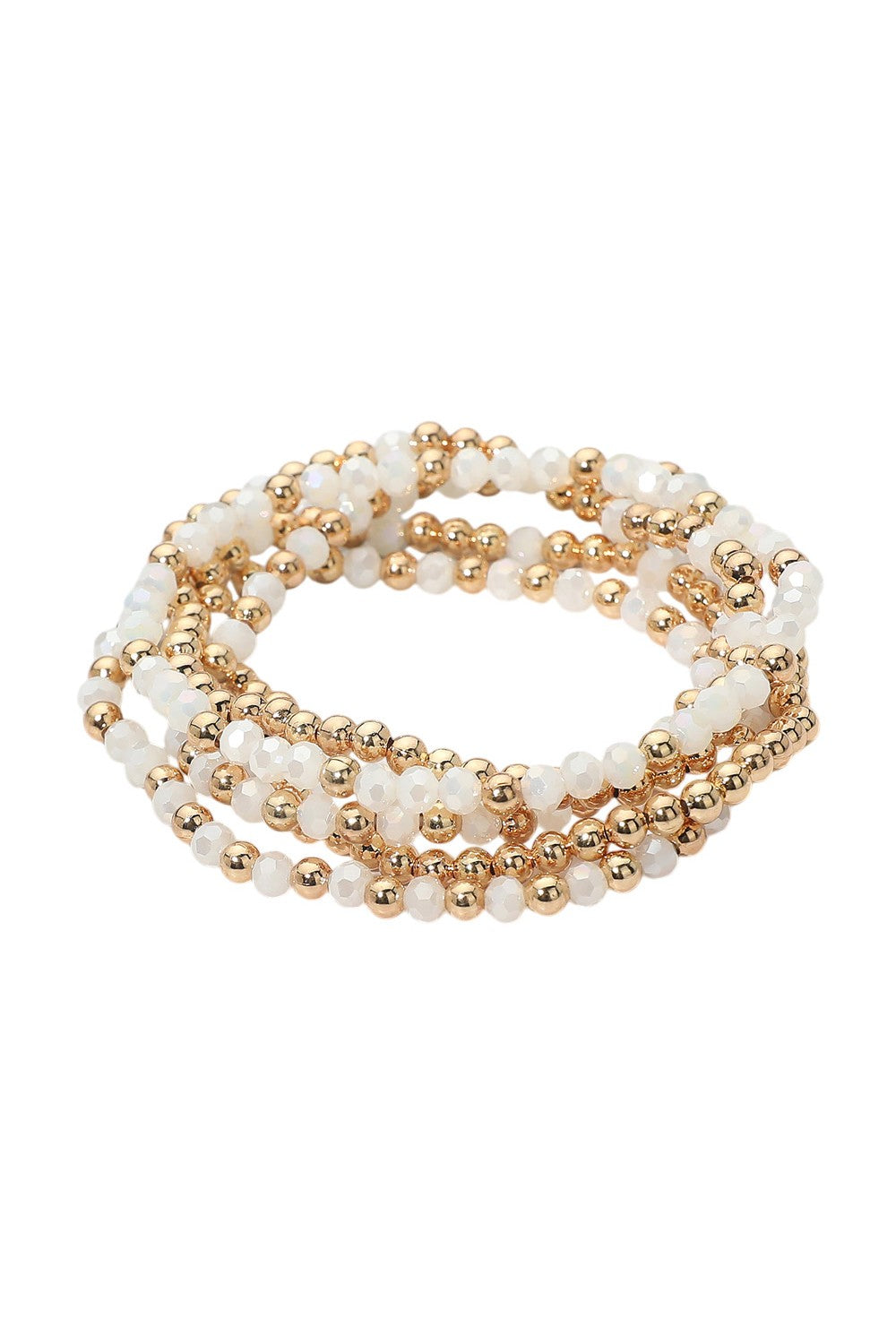 Crystal & Gold Ball Bead Bracelet Set