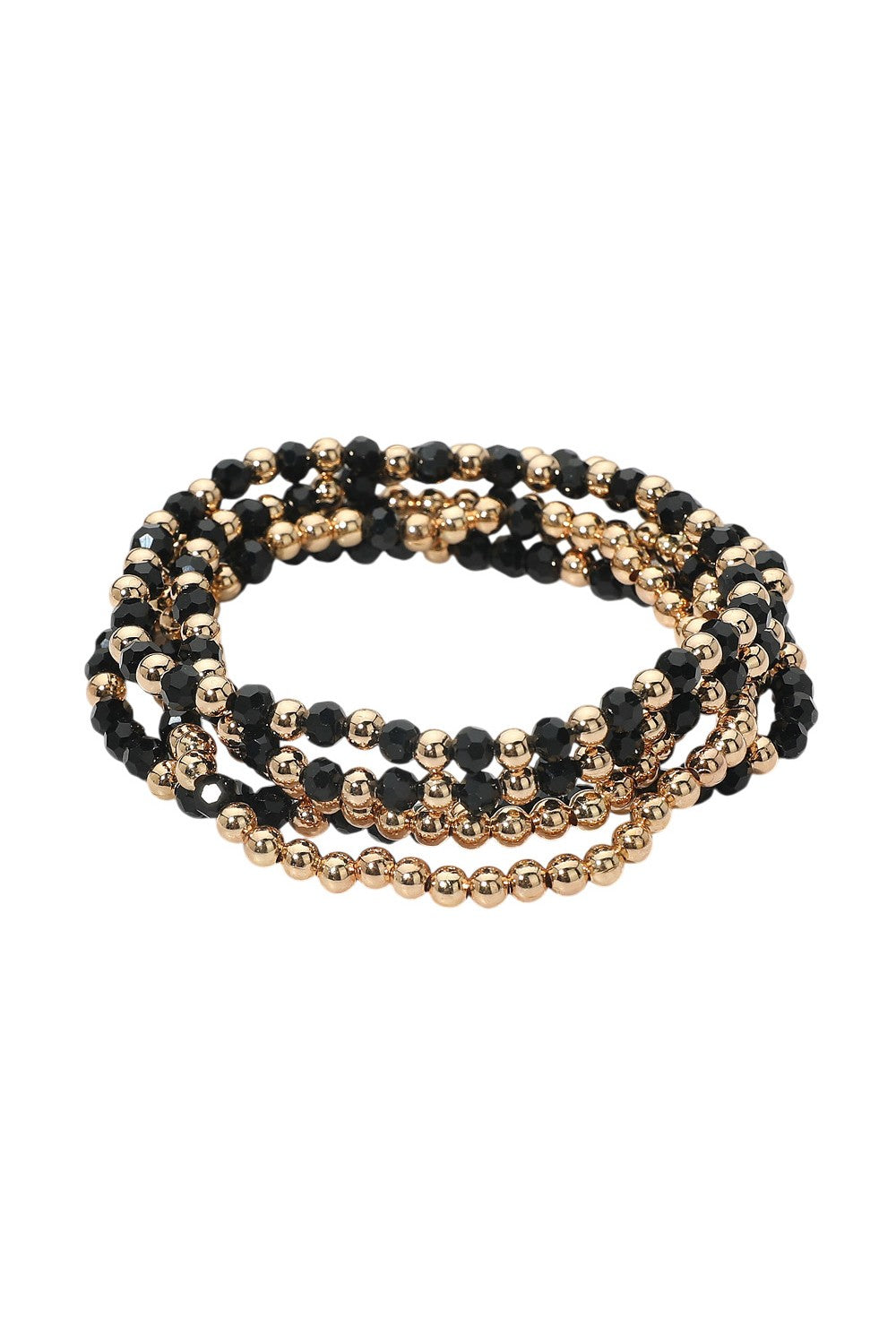 Crystal & Gold Ball Bead Bracelet Set