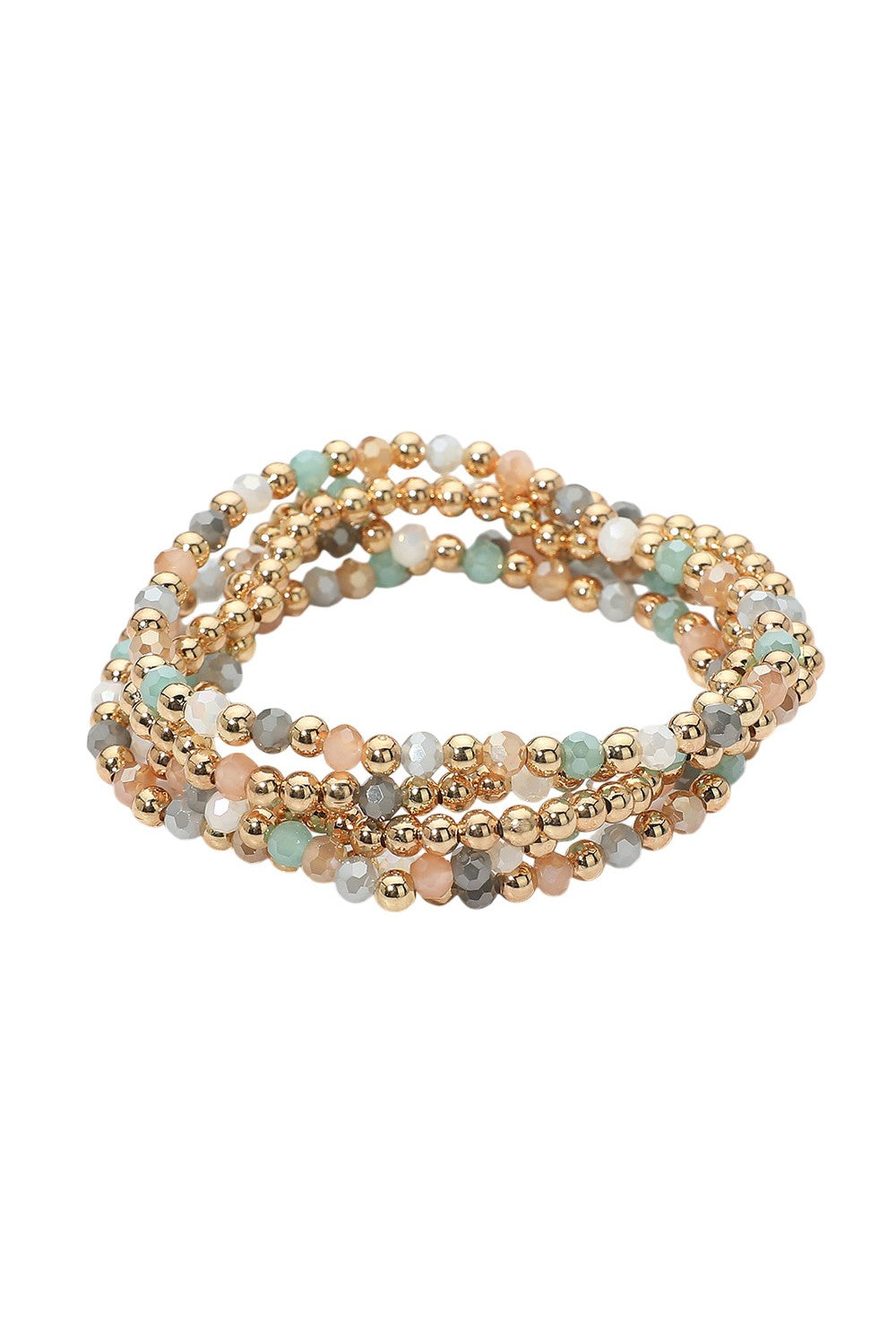 Crystal & Gold Ball Bead Bracelet Set