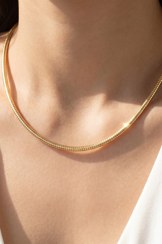 Gold Omega Snake Chain Necklace