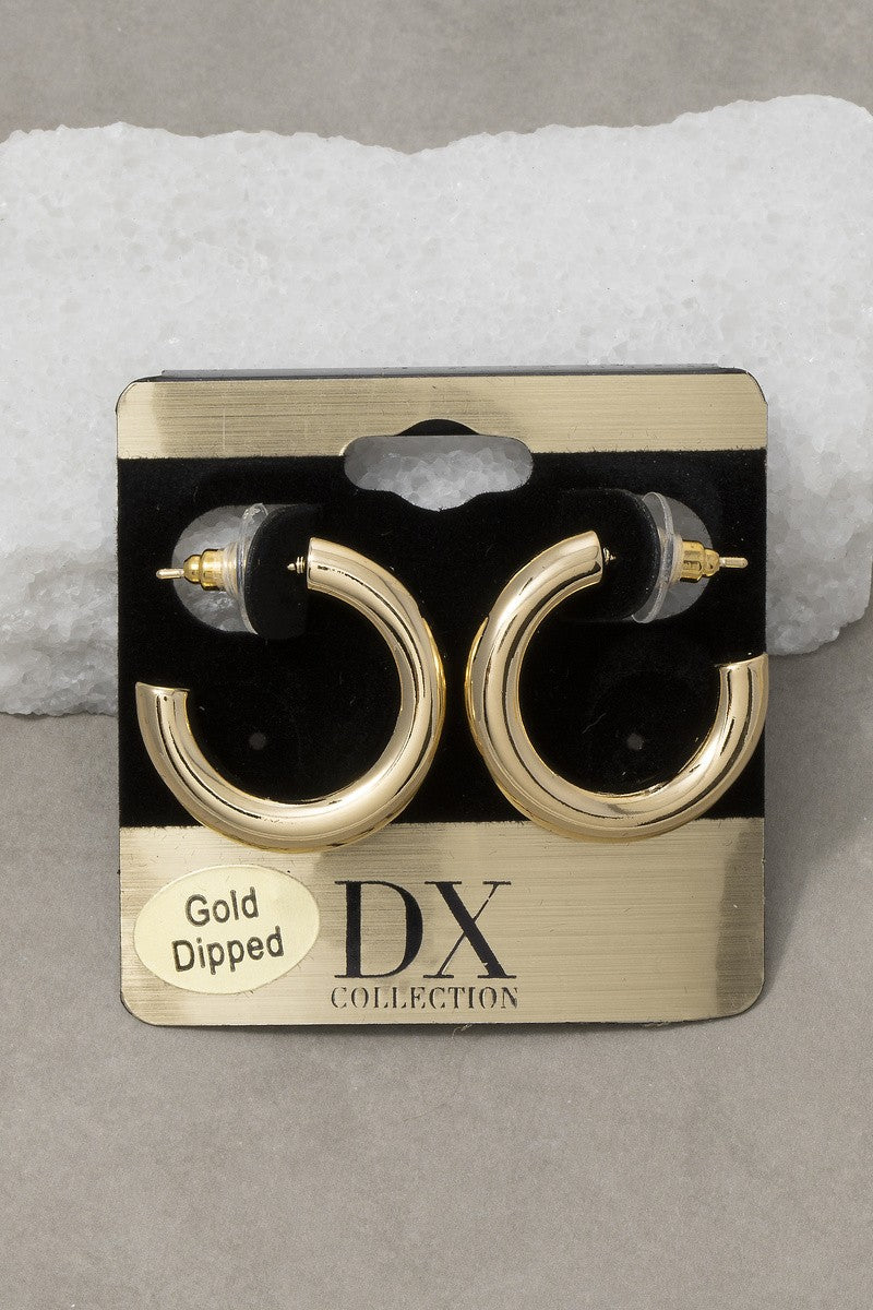 Chunky Tube Hoop Earring-Gold
