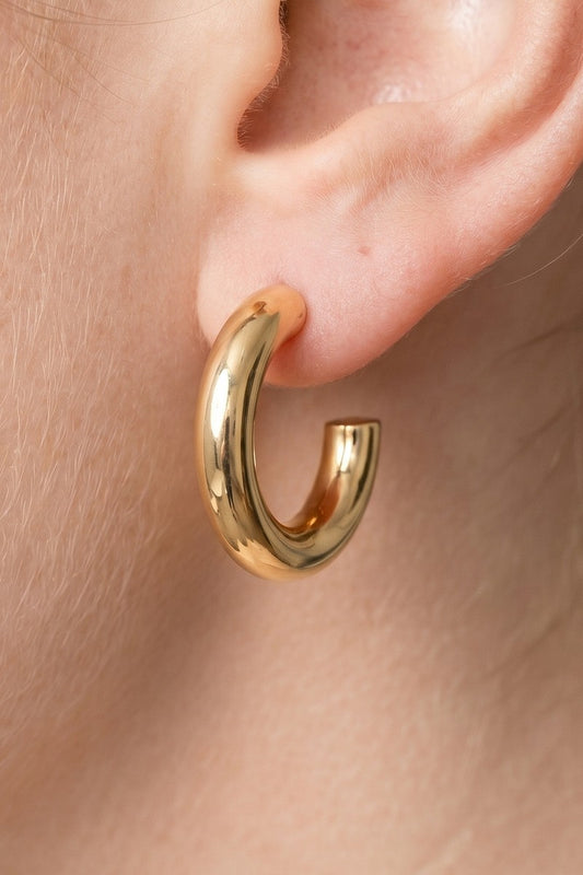 Chunky Tube Hoop Earring-Gold