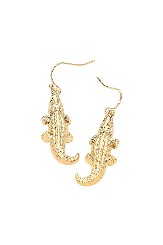 Metallic Alligator Drop Earrings